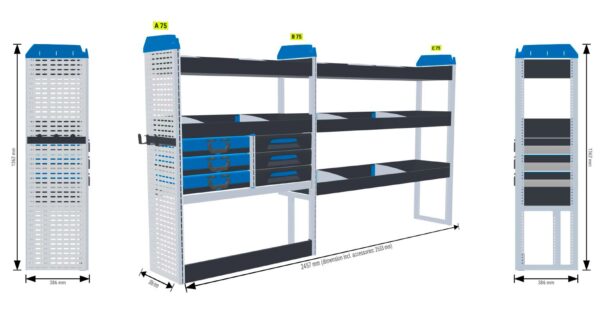 Lukitus/turvallisuus hylly Vas1 - kokoluokka L2 iso