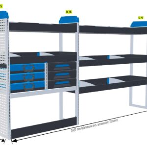 Lukitus/turvallisuus hylly Vas1+Oik1 - kokoluokka L2 iso