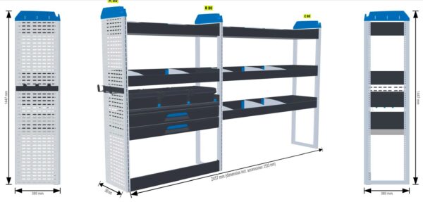 Infra- ja rakennus hylly Vas1 - L2 MASTER, MOVANO, INTERSTAR