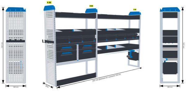 Infra- ja rakennus hylly Vas2 - L2 MASTER, MOVANO, INTERSTAR