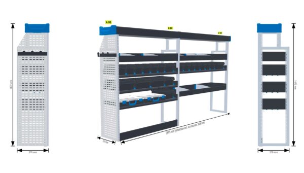 Sähkö/kiinteistöhuoltohylly Vas1 - kokoluokka iso L3/A2