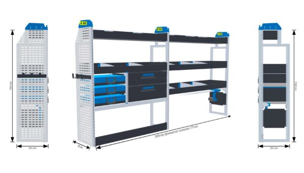 Lukitus/turvallisuu hylly Vas2 - kokoluokka iso L3/A2